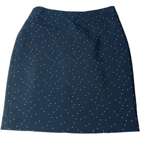 Ann Taylor Navy Blue Skirt Polka Dot Straight Knee Length Size 4 Casual Office